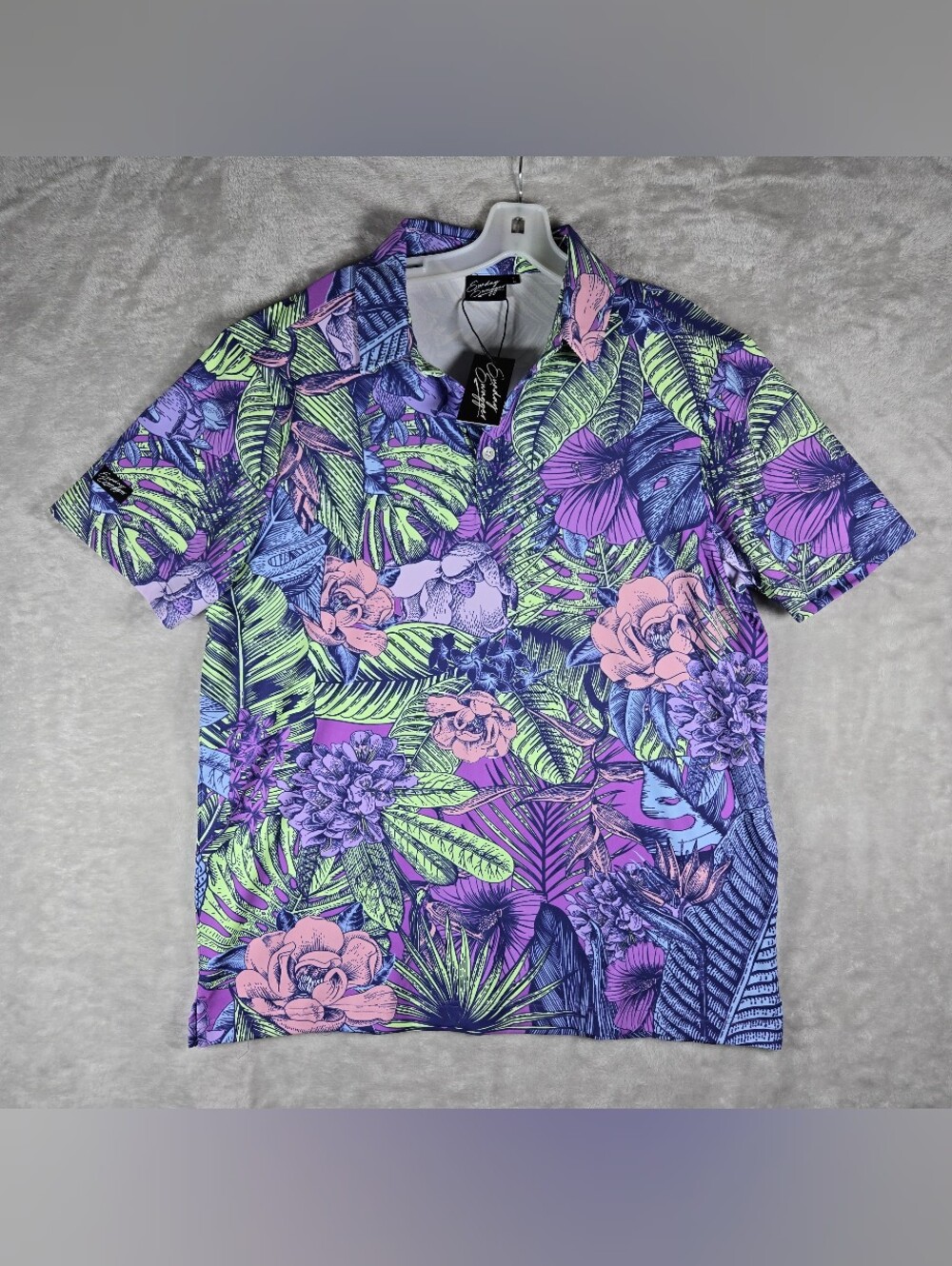 Sunday Swagger Golf Polo Shirt Mens Size Large Multicolor Floral Performance NWT